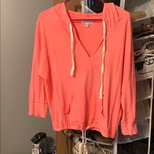 bright orange/pink hooded pullover